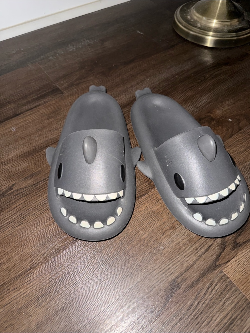 Shark Slide Sandals in Charcoal Gray